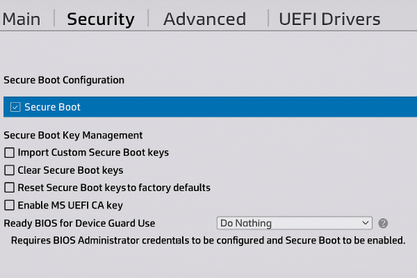 Secure Boot Option in HP BIOS
