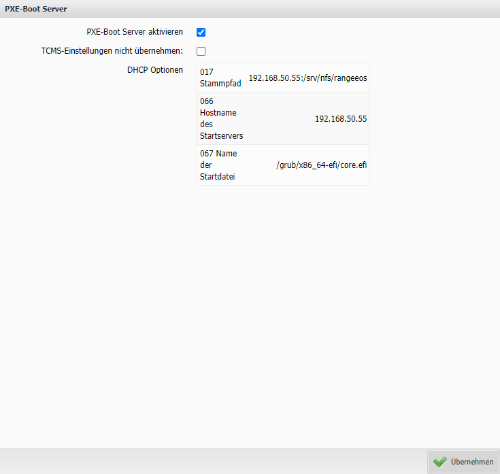 system-pxeboot-server Aktivierung